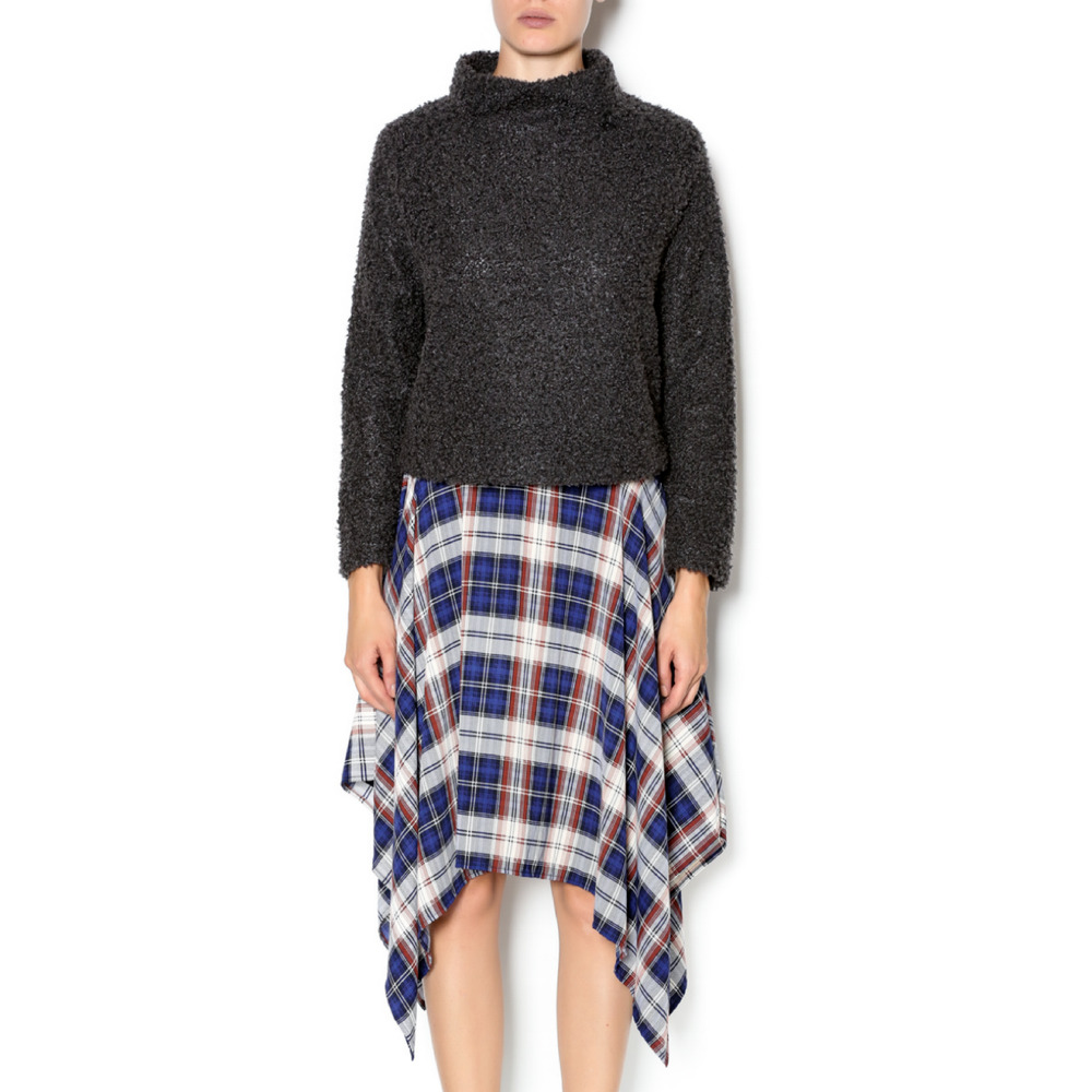 Ivy Jane Sweater Women M Gray Mock Neck Crop Flock Boucle Textured Pullover